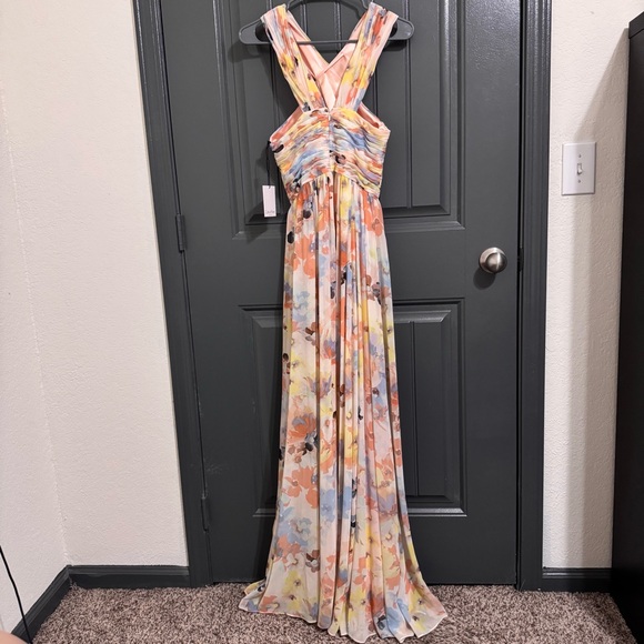 NWT Calvin Klein Elegant Pink Floral Halter Maxi Dress - Picture 12 of 16